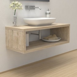 Top Bagno con vano portaoggetti Larghezza 120 x Profondità 55 cm in abete per lavabi d'appoggio