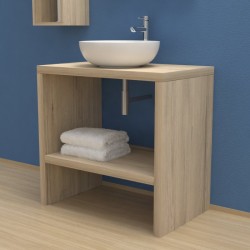 Mobile Bagno con fianchi a terra e vano portaoggetti Larghezza 60 x Profondità 40 cm in abete per lavabi d'appoggio