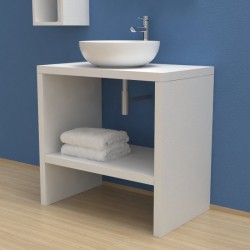 Mobile Bagno con fianchi a terra e vano portaoggetti Larghezza 80 x Profondità 40 cm in abete per lavabi d'appoggio