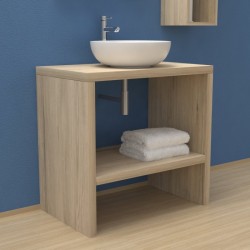 Mobile Bagno con fianchi a terra e vano portaoggetti Larghezza 90 x Profondità 40 cm in abete per lavabi d'appoggio