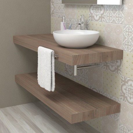 Top Bagno Larghezza 50 x Profondità 50 cm in abete per lavabi d'appoggio con portasciugamano