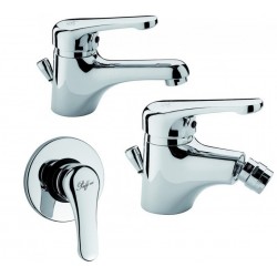 Paffoni Serie Pegaso Miscelatori Lavabo e Bidet con Piletta Salterello + Incasso Doccia in Ottone Cromo Lucido