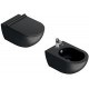 Vaso Sospeso Senza Brida art. 1VSF54RNS + Bidet art. 1BSF54NS Sfera NewFlush 54x35 Catalano Nero Satinato