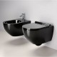 Vaso Sospeso Senza Brida + Bidet Sfera NewFlush 54x35 Catalano Nero Lucido