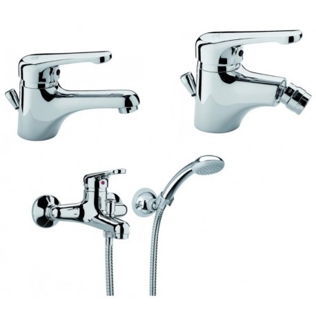 Paffoni Serie Pegaso Miscelatori Lavabo e Bidet con Piletta + Vasca con Set Doccia Finitura Cromo Lucido