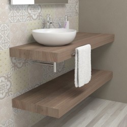 Top Bagno Larghezza 60 x Profondità 40 cm in abete per lavabi d'appoggio con portasciugamano