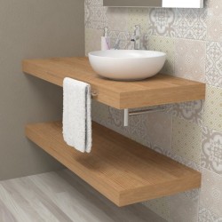 Top Bagno Larghezza 60 x Profondità 50 cm in abete per lavabi d'appoggio con portasciugamano