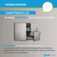 Mobile da bagno Sting 70 cm grigio natura curvo sospeso + specchio con lampada e retroilluminazione led + altoparlante bluetooth