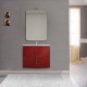 Mobile da bagno Sting 70 cm rosso lucido curvo sospeso + specchio con lampada e retroilluminazione led + altoparlante bluetooth