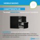 Mobile da bagno Sting 70 cm nero lucido curvo sospeso + specchio con lampada e retroilluminazione led + altoparlante bluetooth