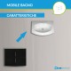 Mobile da bagno Sting 70 cm nero lucido curvo sospeso + specchio con lampada e retroilluminazione led + altoparlante bluetooth