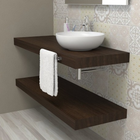 Top Bagno Larghezza 70 x Profondità 45 cm in abete per lavabi d'appoggio con portasciugamano