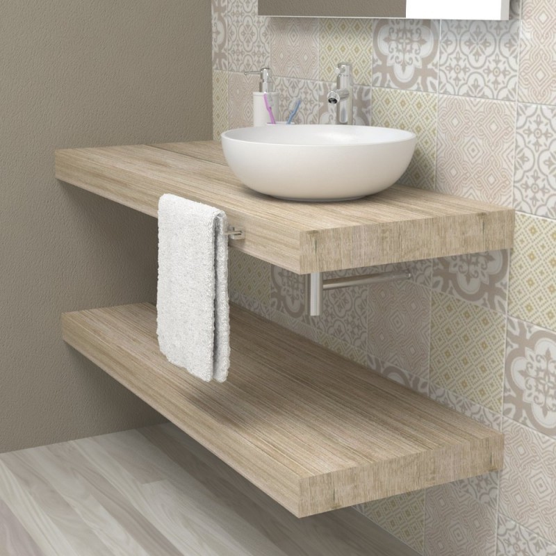 Top Bagno Larghezza 70 x Profondità 40 cm in abete per lavabi d'appoggio  con portasciugamano - Vendita Online ItaliaBoxDoccia