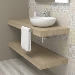 Top Bagno Larghezza 80 x Profondità 45 cm in abete per lavabi d'appoggio con portasciugamano