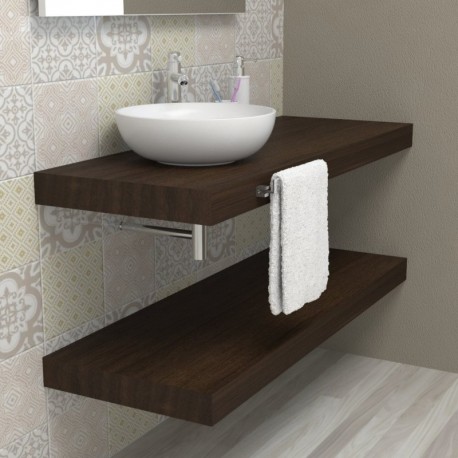 Top Bagno Larghezza 80 x Profondità 50 cm in abete per lavabi d'appoggio con portasciugamano