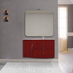 Mobile bagno Vague bianco lucido, 104cm, con lavabo, pensili e