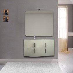 Mobile da bagno Sting grigio natura con lavabo (SX) + specchio con lampada e retroilluminazione led + altoparlante bluetooth