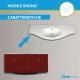 Mobile bagno Sting rosso lucido sospeso 140 cm con specchio lampada retroilluminato led e altoparlante bluetooth