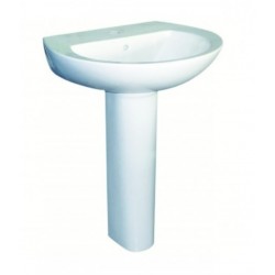 Lavabo Round con colonna in ceramica 60x49 cm bianco monoforo