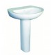 Lavabo Round con colonna in ceramica 55x46 cm bianco monoforo