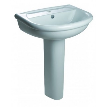 Lavabo Artic con colonna in ceramica 56x44,5 cm bianco monoforo