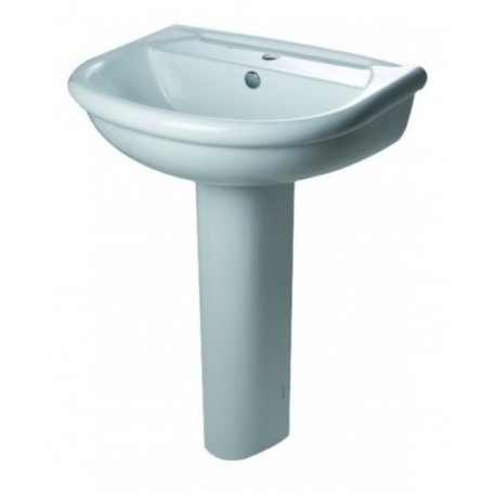 Lavabo Tre Fori Artic con colonna in ceramica 56x44,5 cm bianco