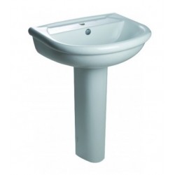 Lavabo Monoforo Elios con colonna in ceramica 56x44,5 cm bianco Azzurra