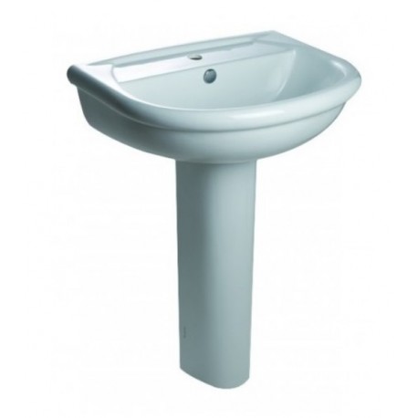 Lavabo Monoforo Elios con colonna in ceramica 56x44,5 cm bianco Azzurra