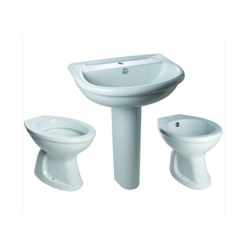 Sanitari Bagno Tradizionali Artic distanziati da muro Vaso + Bidet e Lavabo  con colonna in Ceramica Bianca - Vendita Online ItaliaBoxDoccia