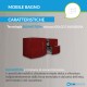 Mobile bagno doppio lavabo Sting rosso lucido sospeso 140 cm con specchio lampada retroilluminato led e altoparlante bluetooth