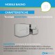 Mobile bagno doppio lavabo Sting Nero lucido sospeso 140 cm con specchio lampada retroilluminato led e altoparlante bluetooth