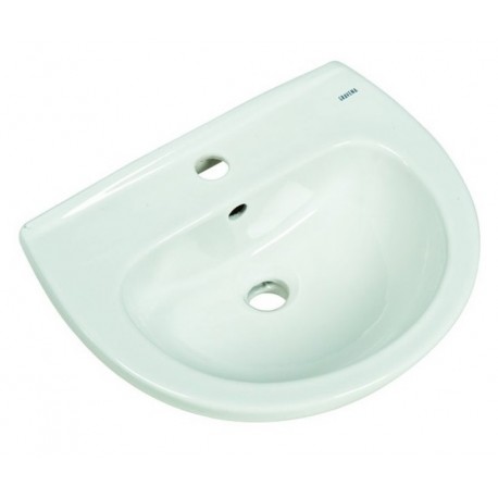 Lavabo tondo sospeso in ceramica 45x36 cm colore bianco lucido