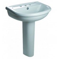 Lavabo Tre Fori Elios con colonna in ceramica 56x44,5 cm bianco Azzurra