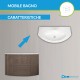 Mobile da bagno Eden 90 cm rovere scuro curvo sospeso + specchio con lampada led + altoparlante bluetooth