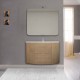 Mobile da bagno Eden 90 cm rovere tabacco curvo sospeso + specchio con lampada led + altoparlante bluetooth