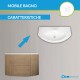 Mobile da bagno Eden 90 cm rovere tabacco curvo sospeso + specchio con lampada led + altoparlante bluetooth