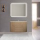 Mobile da bagno Eden 90 cm rovere tabacco curvo sospeso + specchio retroilluminato led + altoparlante bluetooth