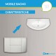 Mobile da bagno Eden 90 cm bianco frassino curvo sospeso + specchio retroilluminato led + altoparlante bluetooth