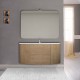 Mobile da bagno Eden 120 cm rovere tabacco curvo sospeso + specchio con lampada led + altoparlante bluetooth