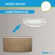 Mobile da bagno Eden 120 cm rovere tabacco curvo sospeso + specchio con lampada led + altoparlante bluetooth