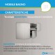 Mobile da bagno Eden 120 cm bianco frassino curvo sospeso + specchio con lampada led + altoparlante bluetooth