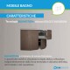 Mobile da bagno Eden 120 cm rovere scuro curvo sospeso + specchio con lampada led + altoparlante bluetooth