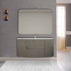 Mobile da bagno Eden 120 cm grigio talpa curvo sospeso + specchio con lampada led + altoparlante bluetooth