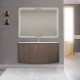 Mobile da bagno Eden 120 cm Rovere Scuro curvo sospeso + specchio retroilluminato led + altoparlante bluetooth