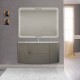 Mobile da bagno Eden 120 cm Grigio Talpa curvo sospeso + specchio retroilluminato led + altoparlante bluetooth