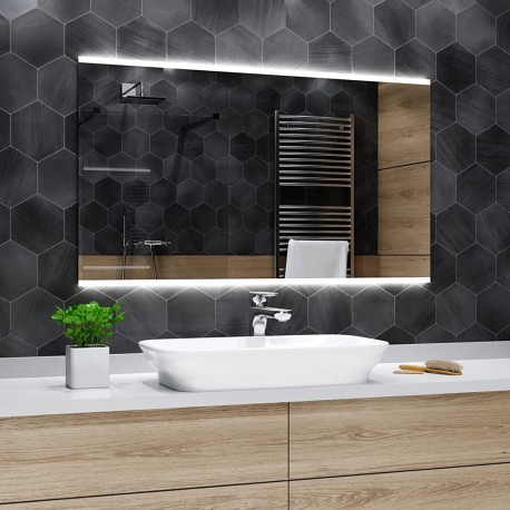 Su Misura Specchio per Sala da Bagno Filo Lucido con Fasce Laterali Sabbiate Retroilluminate a led 20W art. spe100