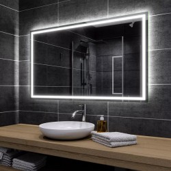 SP1, Specchio a LED Rettangolare, Specchio Bagno Retroilluminato, Specchio da parete con illuminazione LED, Dimensioni 100x65cm