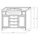 Mobile bagno 105 cm decapè bianco lavabo in ceramica e specchiera con applique e pensile