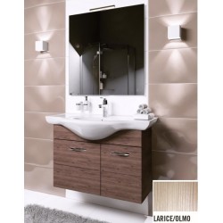 Mobile bagno sospeso Anice da 80 cm con lavabo, specchio e applique integrata in finitura larice/olmo