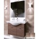 Mobile bagno sospeso Anice da 80 cm con lavabo, specchio e applique integrata in finitura palissandro/larice